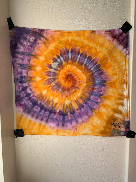 Orange + Purp Spiral Tie Dye Tapestry Bandana