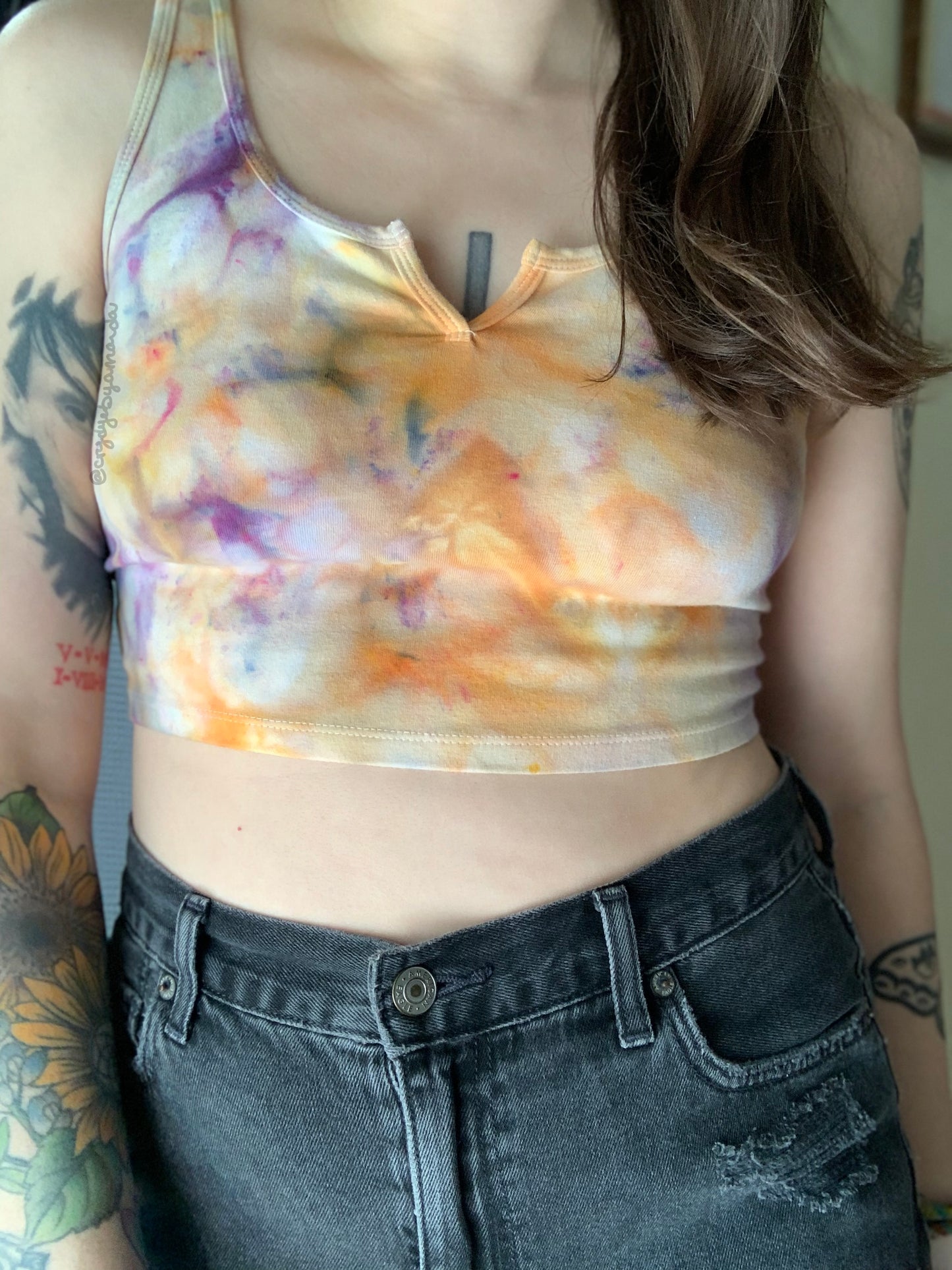 Large Orange Jimin Tie Dye Crop Top